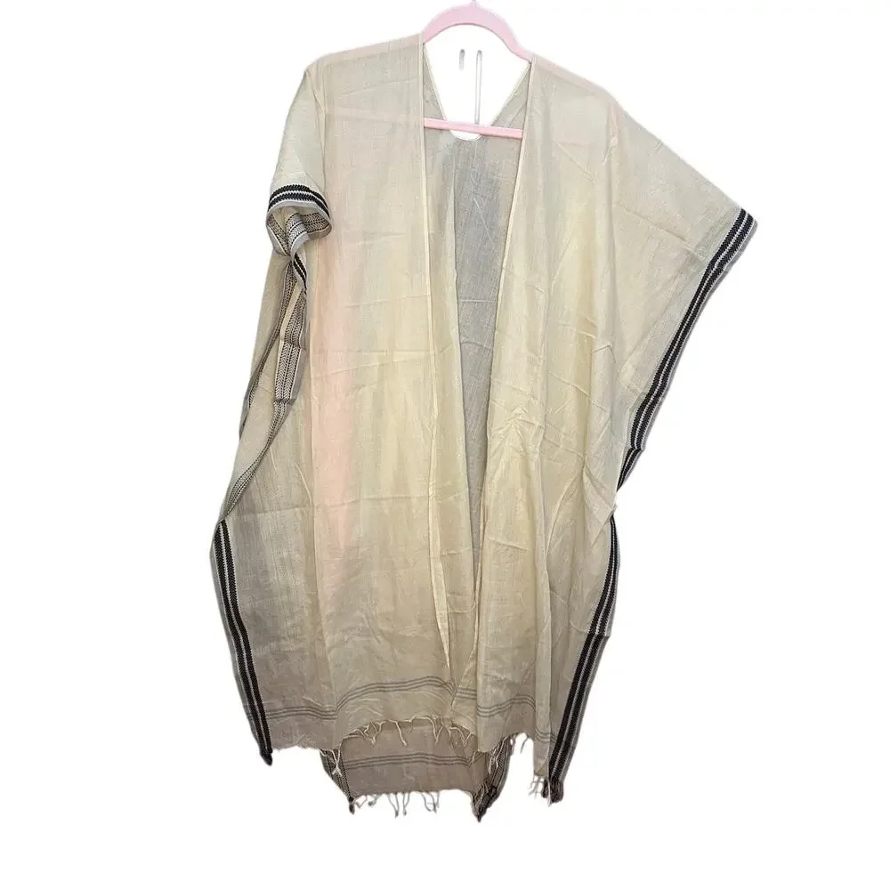 Eileen Fisher‎ Organic Cotton Natural Serape Wrap Scarf Brand New